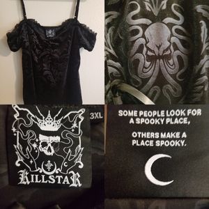 Killstar 3XL Cthulu Black Velvet Print Top